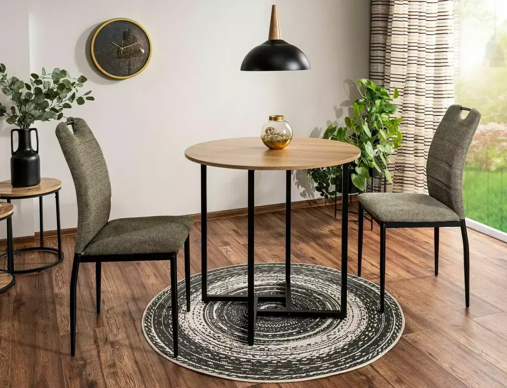 STÓŁ ALTO II DĄB/CZARNY FI80 - ALTOIIDC80