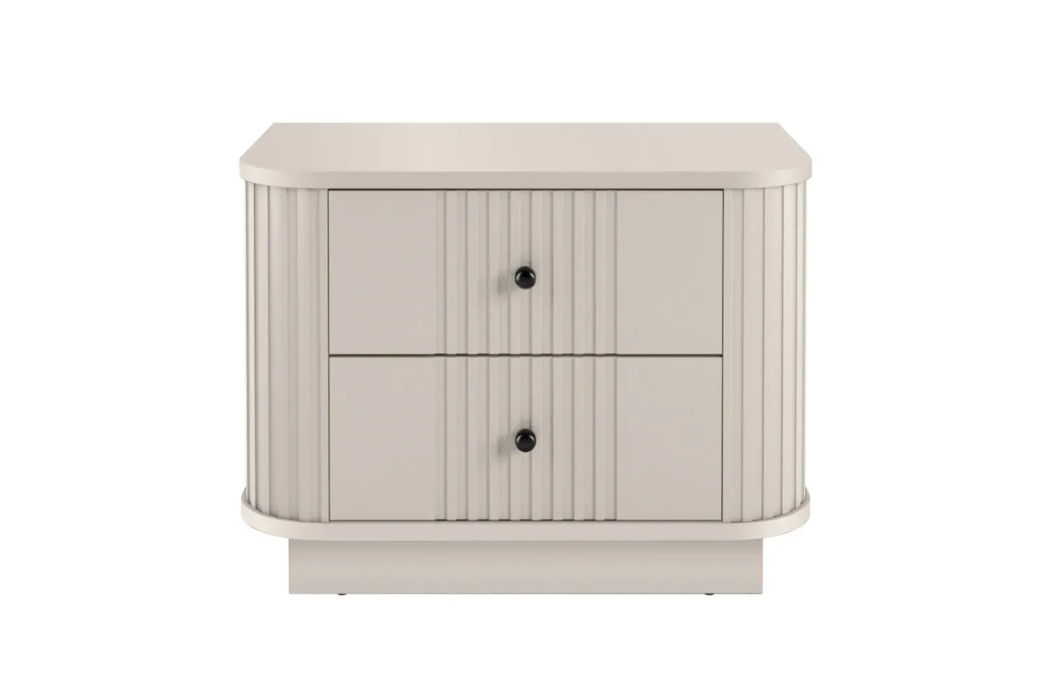 Zestaw szafka nocna z 2 szufladami VESPER 2-set ryflowany front- cashmere czarne uchwyty cokół - B_169466