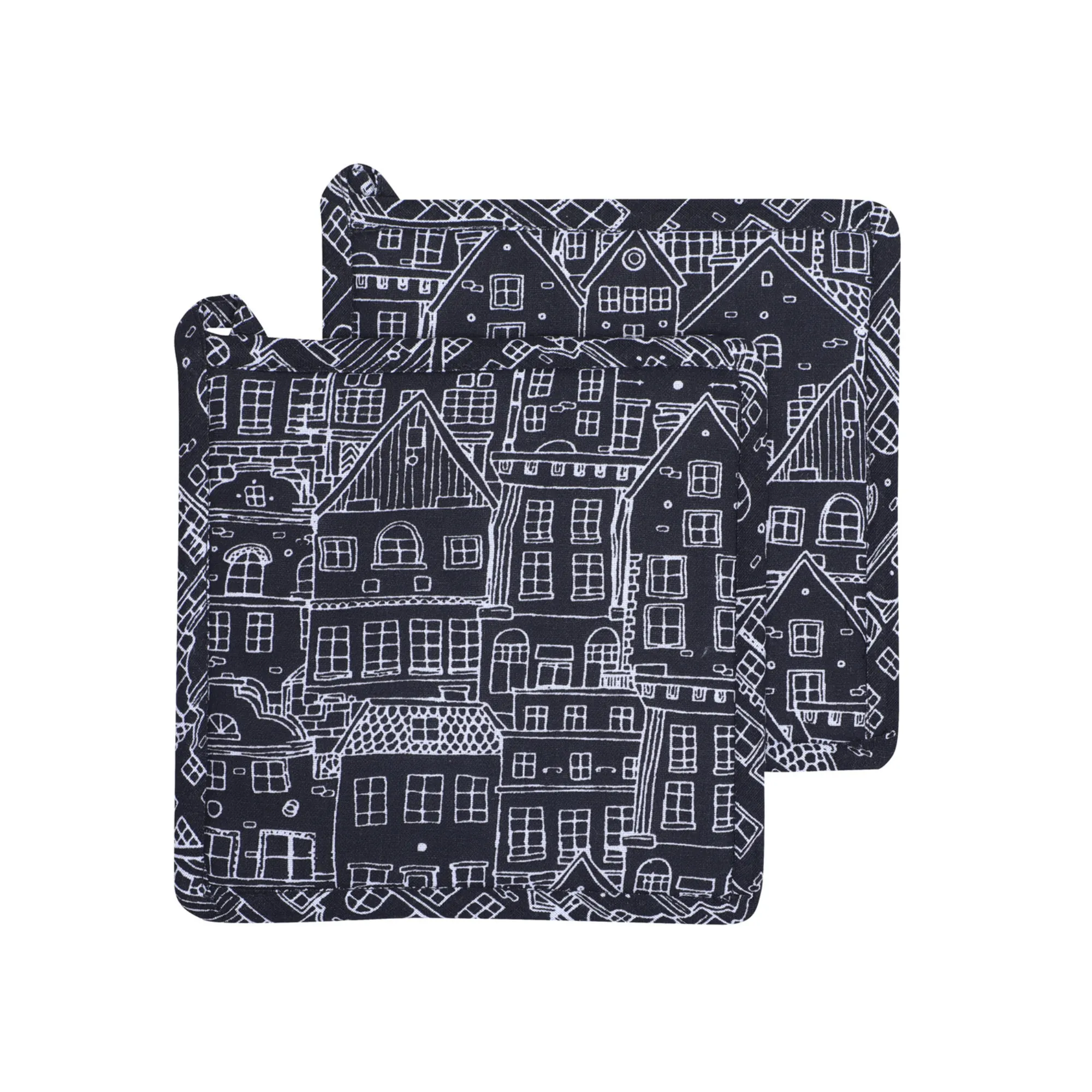 Łapki kuchenne GUSTAV 20x20 cm zestaw 2 szt. czarno-biały Łapki kuchenne GUSTAV 20x20 cm zestaw 2 szt. czarno-biały