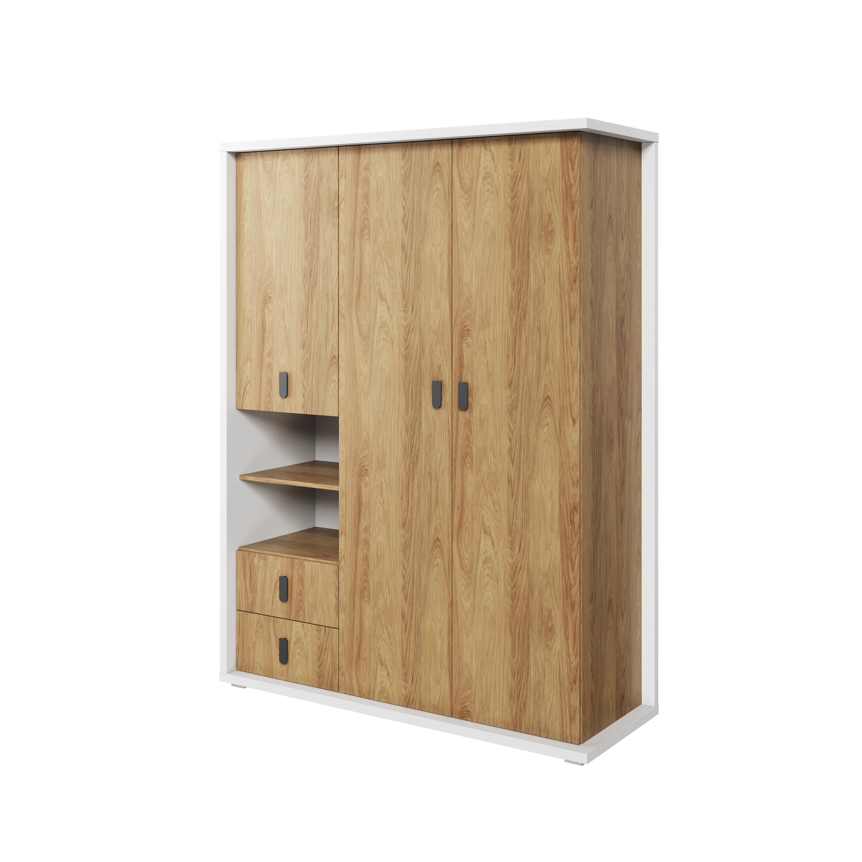 Szafa Simi MS-01 150cm biały alpejski/hikora naturalna Szafa Simi MS-01 150cm biały alpejski/hikora naturalna