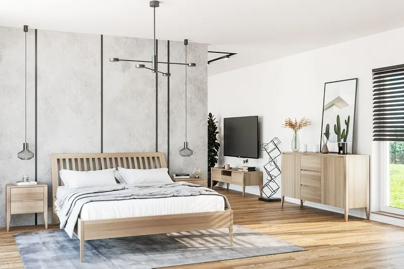 Szafka RTV dębowa RV335 Naturalny DREWMAX — zdjęcie 3