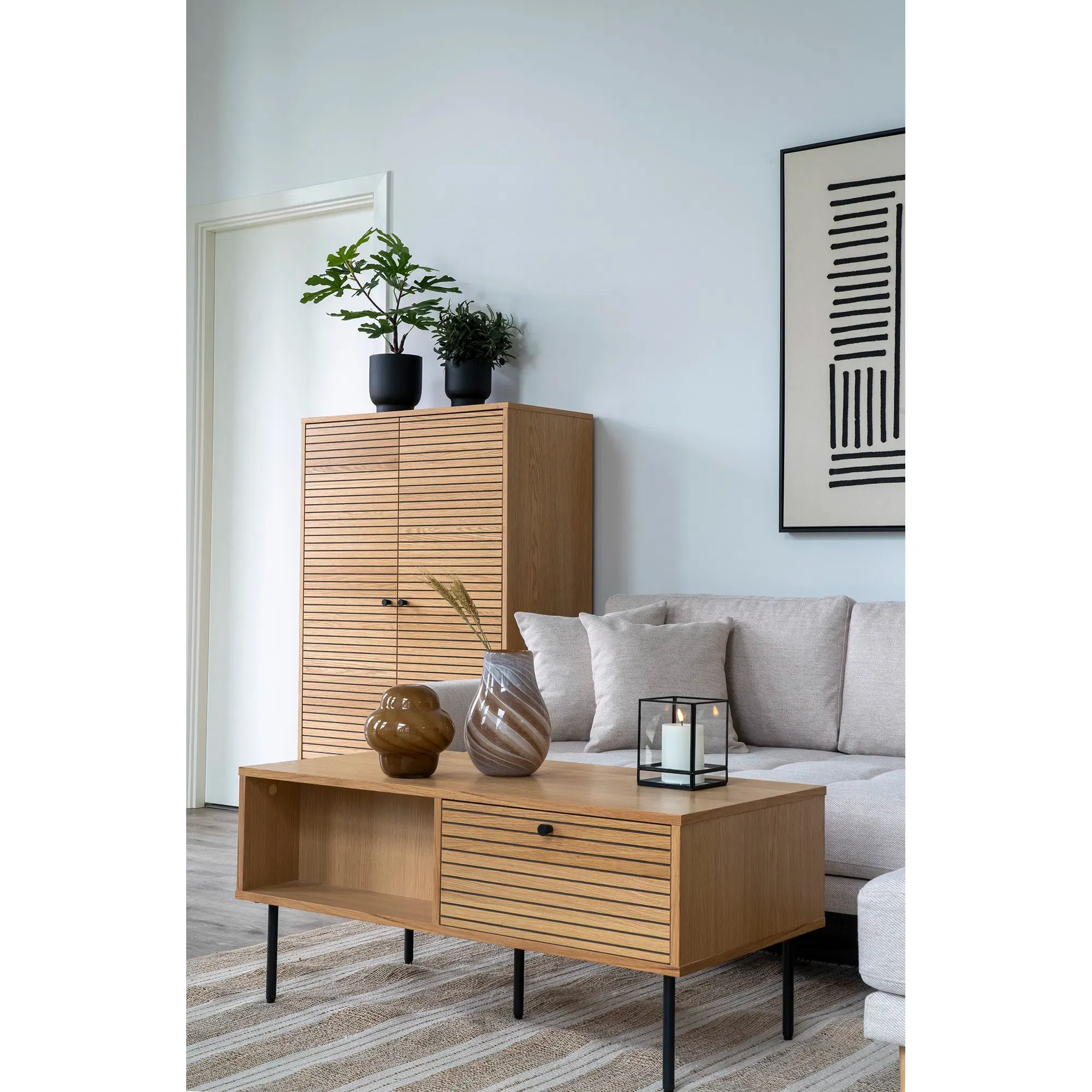 Kyoto Stolik kawowy KYOTO z 2 szufladami 50x100 cm - naturalny, czarny - 2102050