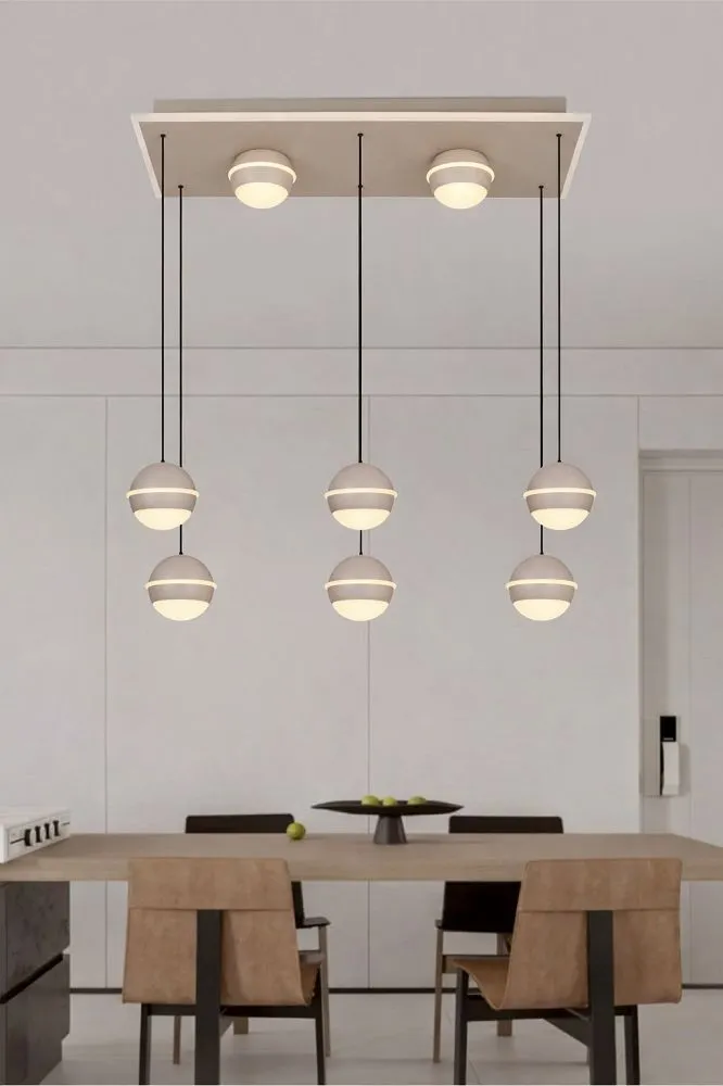 lampa wisząca, kule LED, lampa sufitowa, jadalnia, oswietlenie