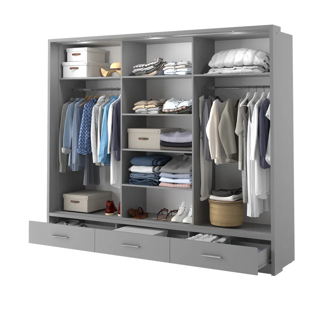 Szafa 3-drzwiowa LED ARTI AR-01P-3L 250cm szara - AR1SP3L