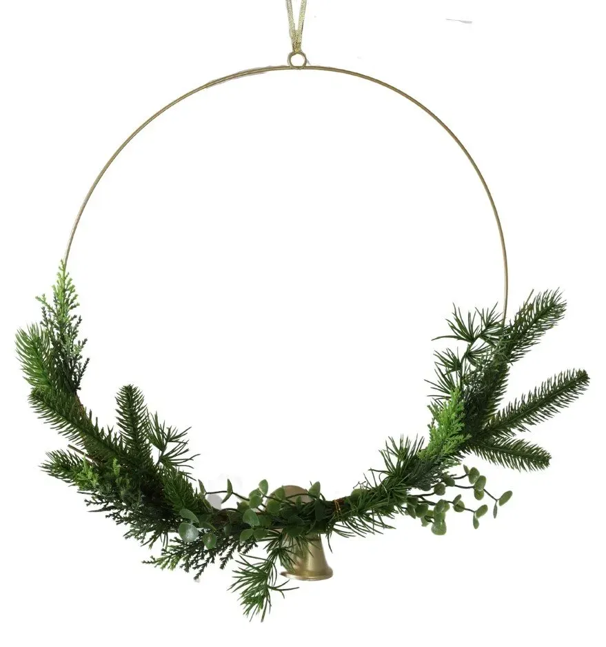 Obręcz z gałązkami i dzwoneczkami 6687 zielona Obręcz z gałązkami i dzwoneczkami 6687 zielona