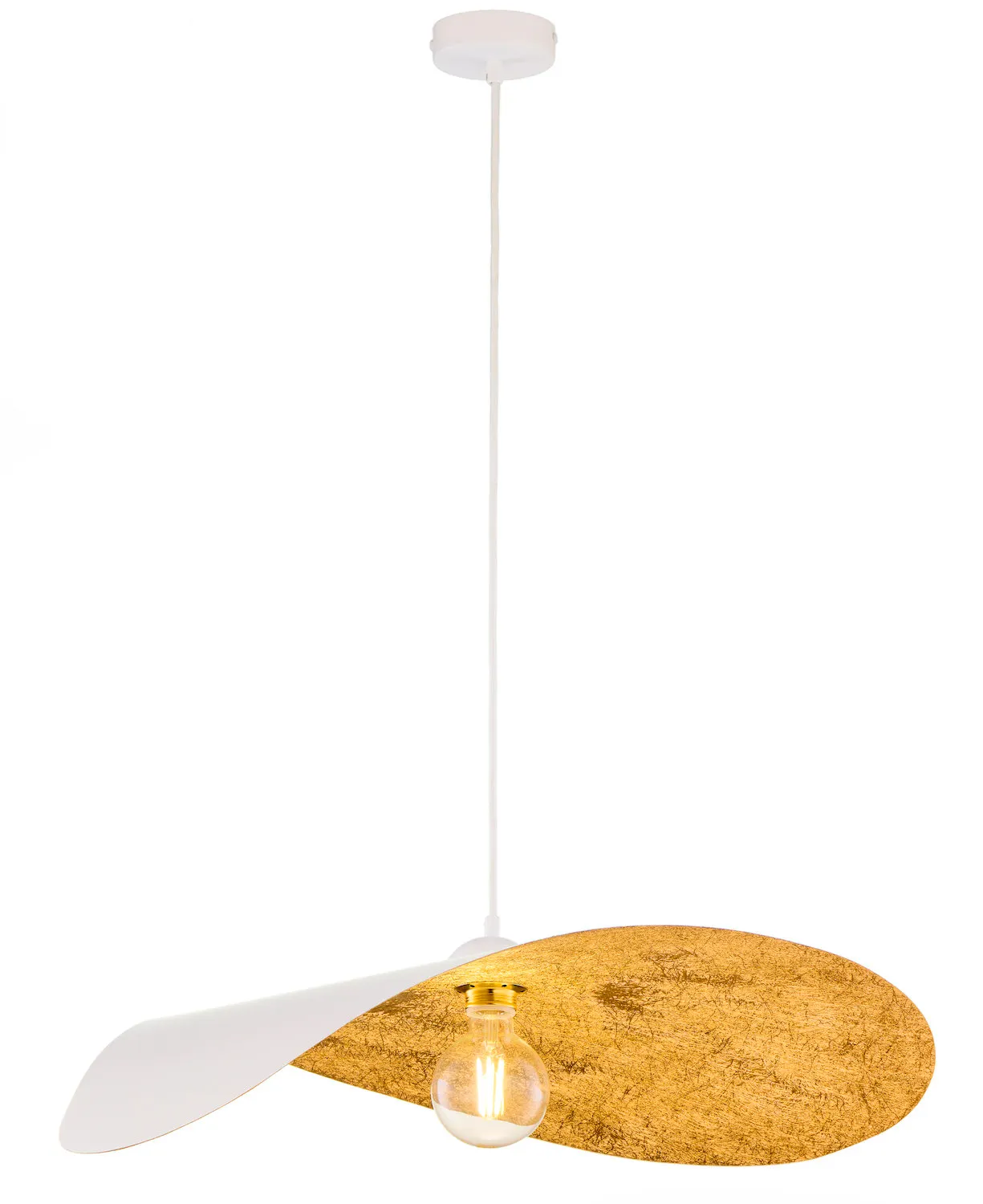 image lampa wisząca, pendant, korniszek, kolor złoty, żarówka