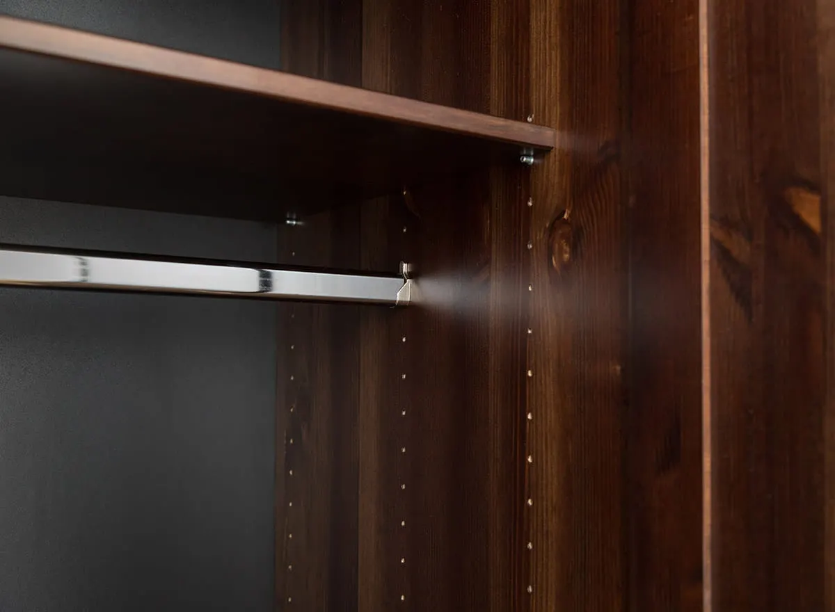 Szafa 4-drzwiowa drewniana ROSELLA 212x248 sosna ciemny brąz - SKROS03