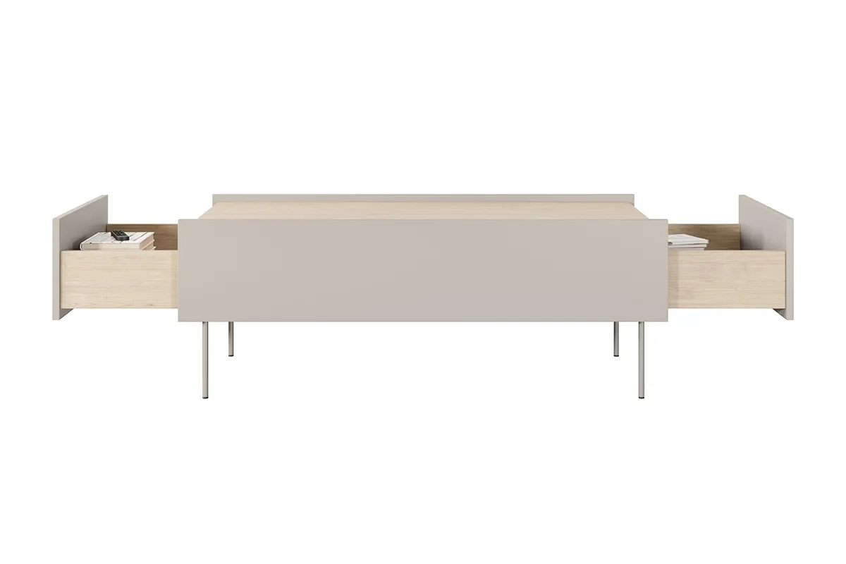 Ława DESIN 120 z 2 szufladami - kremowa / dąb nagano - B_149044