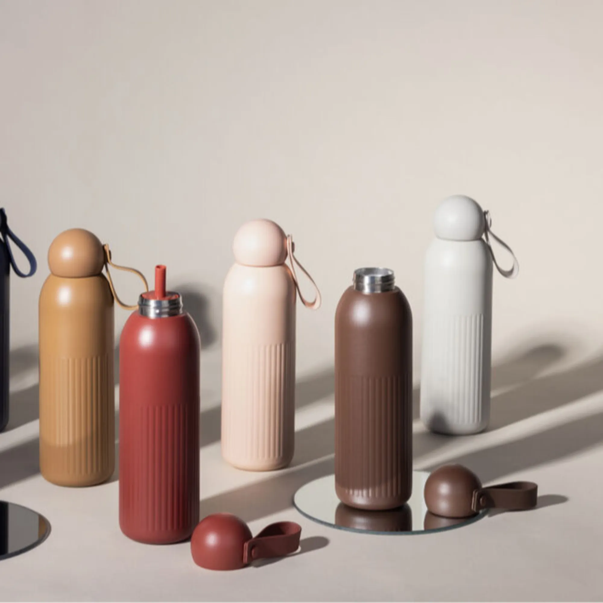 bidon, butelka, plastik, kolorowy, nierdzewny