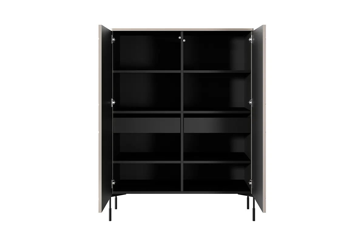 Komoda wysoka SONATIA 120 - kremowy - czarne nogi - B_149178