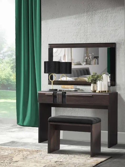 Taboret PORTI 81 z tapicerowanym siedziskiem dąb czekoladowy czarny 60x46x36cm - TH-100-1211