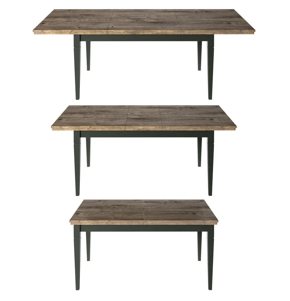 Stół rozkładany EVORA 160(240)x90 ciemnozielony/dąb Lefkas - 24ZRJU92