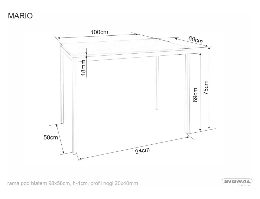 Stół jadalniany MARIO 100x60 drewniano-biały - MARIODOW100