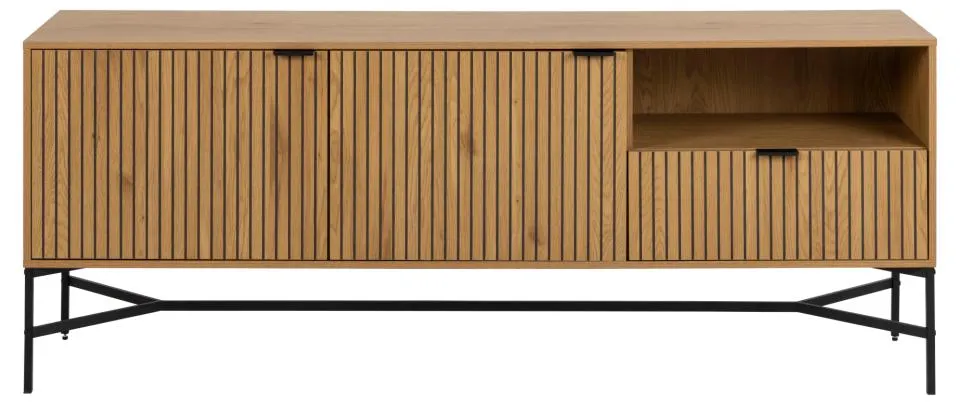 Szafka RTV 2-drzwiowa z 1 szufladą SEUL 180x40x70 Naturalny- lamele
