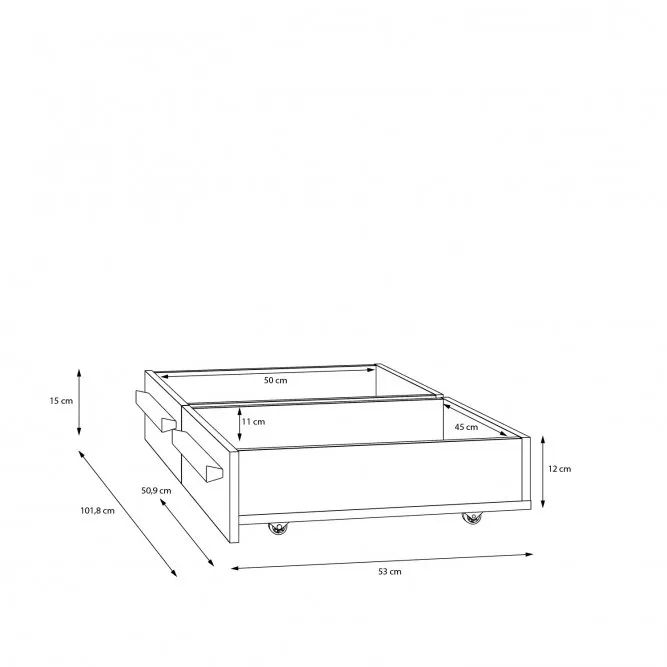 Szuflada do łóżka młodzieżowego SURFINIO - szary, dąb catania - SFNL021-M377