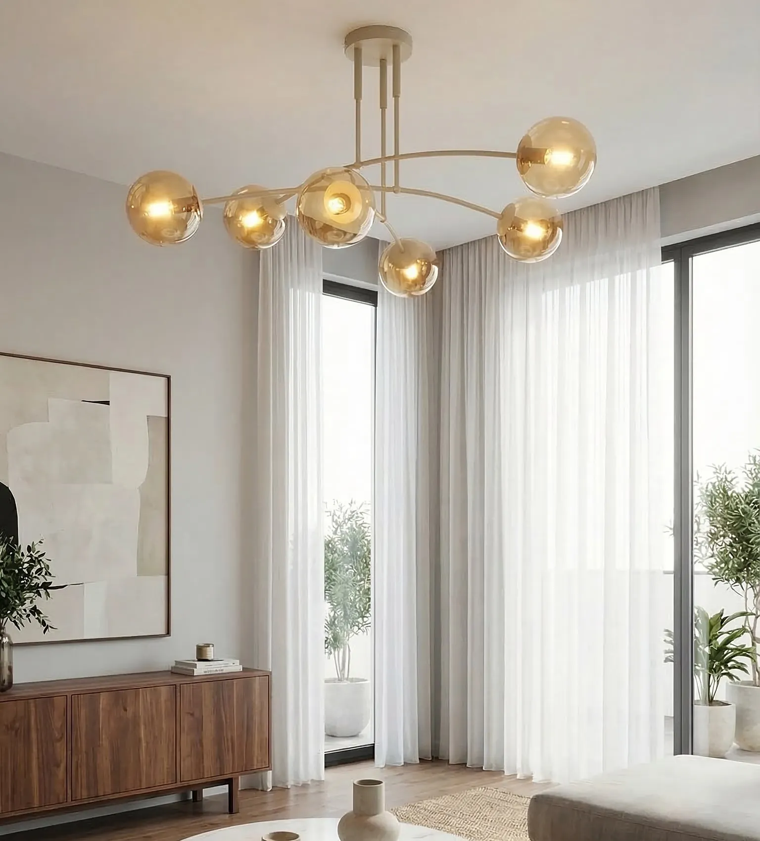 Lampa sufitowa PREGOS 6 MOKKA AMBER beżowa miodowy - 1686/6