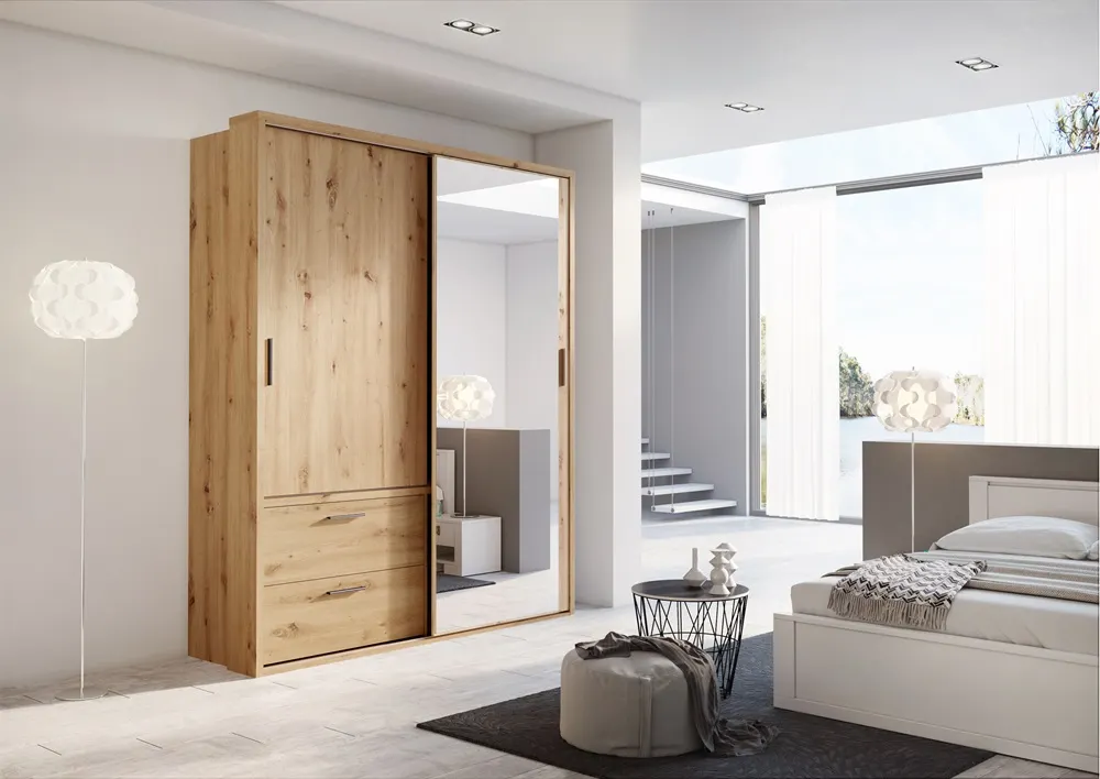 Szafa 2-drzwiowa z lustrem LED ARTI AR-22P 180cm dąb artisan - AR22PDA