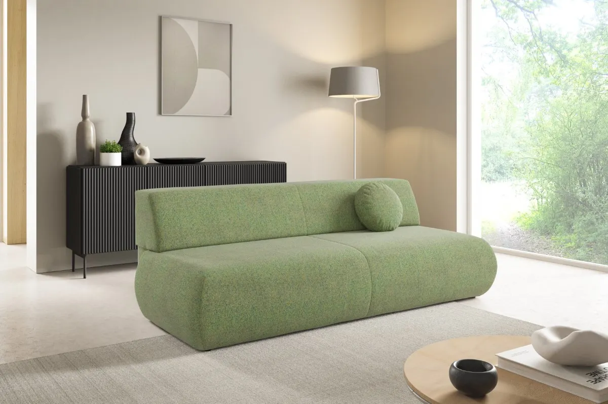 Sofa rozkładana z pojemnikiem PUENTE 214 cm zielona — zdjęcie 8