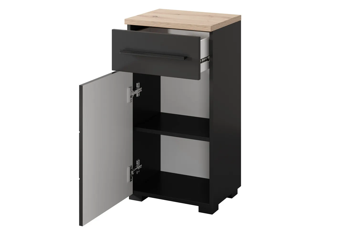 Szafka łazienkowa z szufladą SWING L/P 73x38 czarny mat/dąb Artisan - TH-100-1887