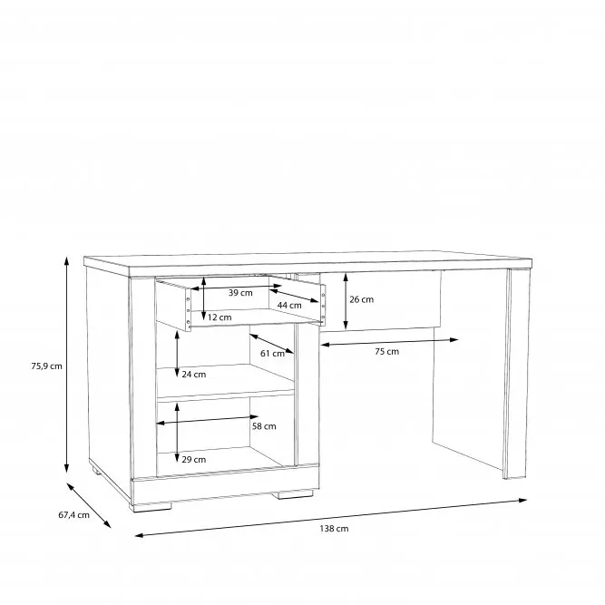 Biurko z szafką i szufladą SNOW - biały, chrom - SNWB21-C50