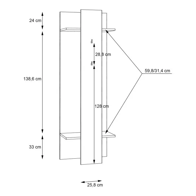 Panel ubraniowy CLIF 60x200 cm old wood vintage - COMD701-C546