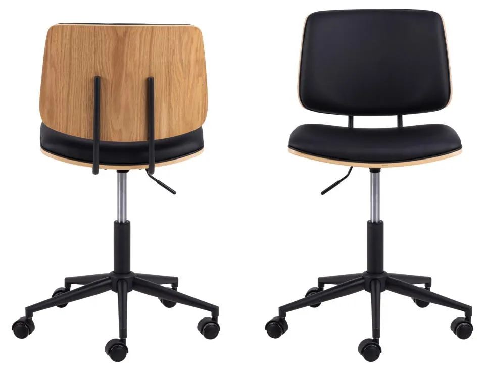 Krzesło obrotowe podnoszone OVEN Naturalny, Czarny - 0000104826