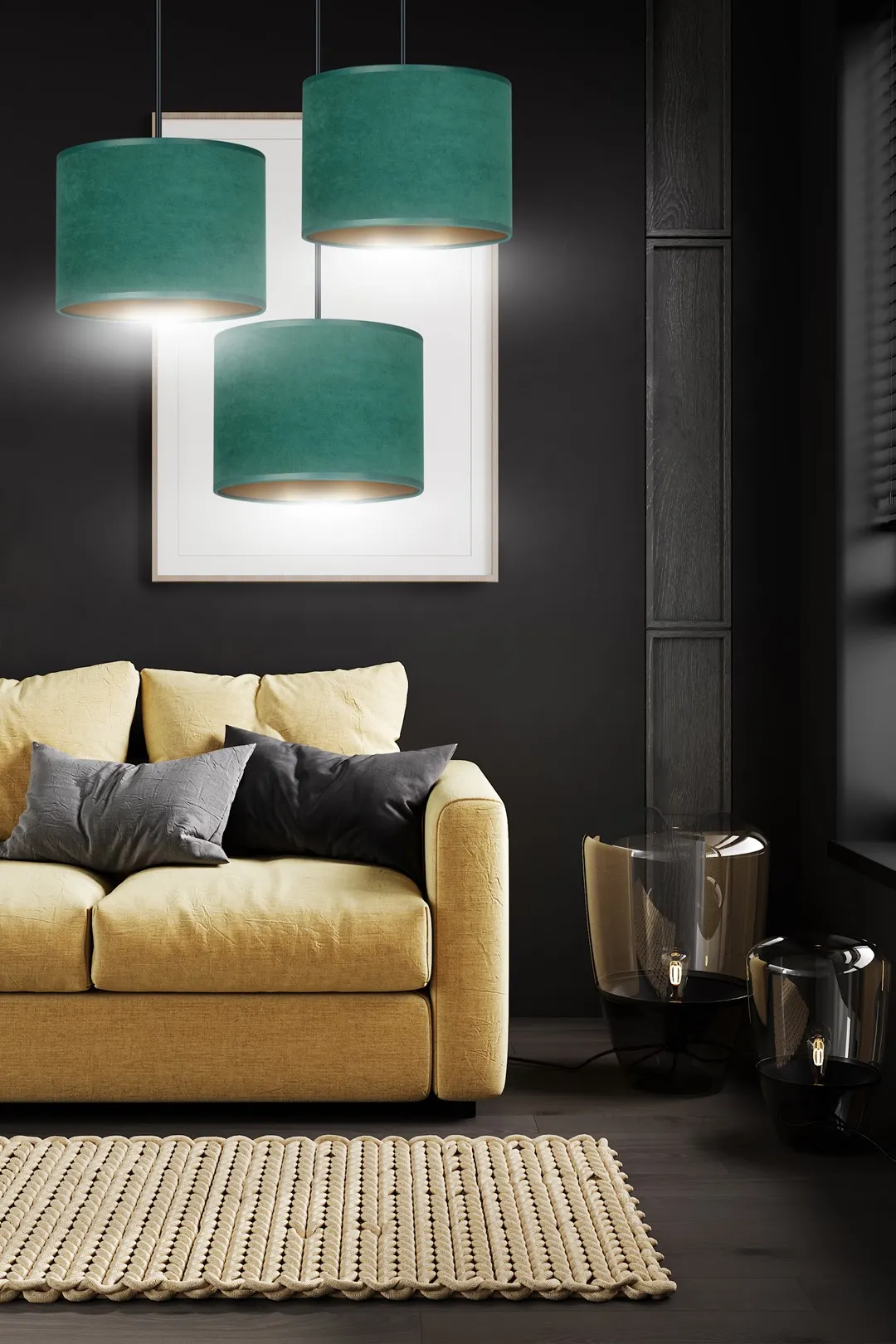 Lampa wisząca HILDE 3 PREM czarny zielony — zdjęcie 6
