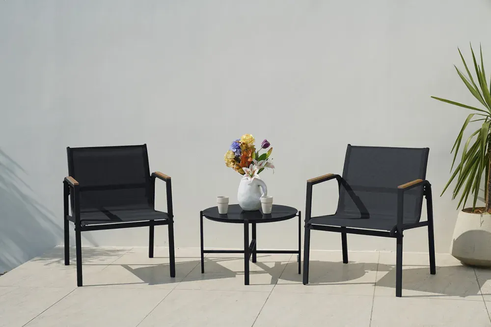 Zestaw ogrodowy MANGO BALCONY 2 fotele + stolik kawowy - czarny - FG007085