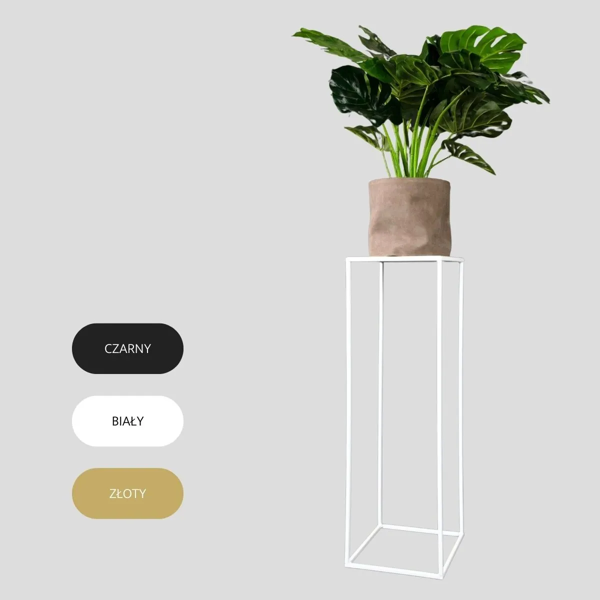 Kwietnik stojący metal drewno BREST L biały - LD_TZ000159