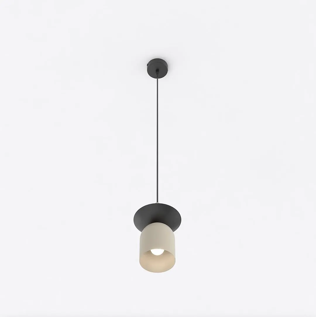 image lampa wisząca, pendant, metal, czarna oprawa, beżowa oprawa