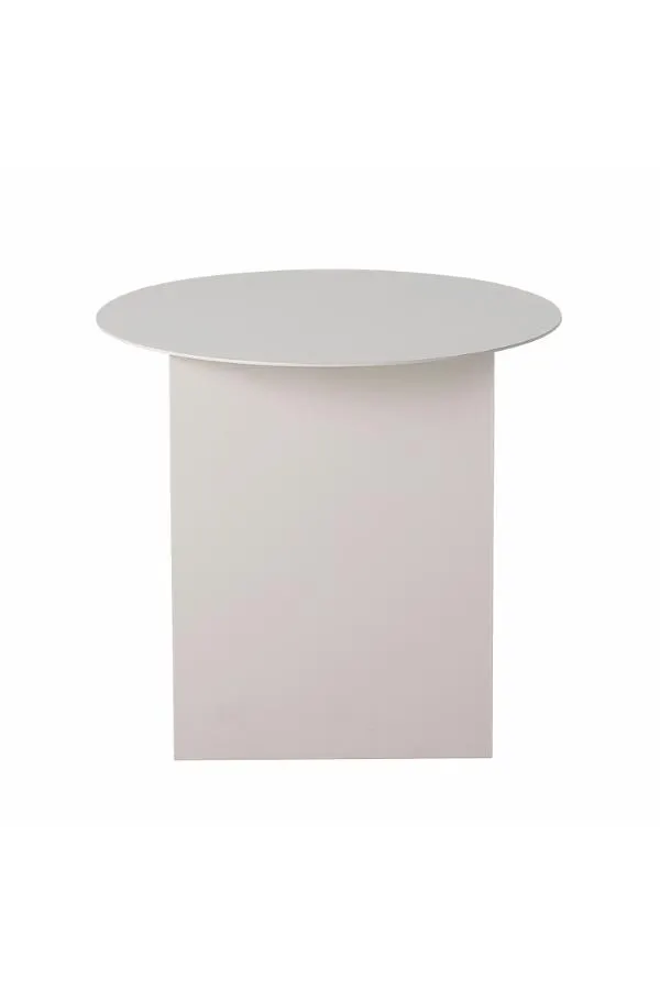 stolik, okrągły blat, kolumna podstawa, kolor biały, minimalistyczny design