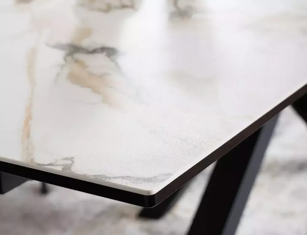 Stół rozkładany COLUMBUS CERAMIC 90x160-240 cm Amber Bianco biały efekt marmuru - COLUMBUSBC160