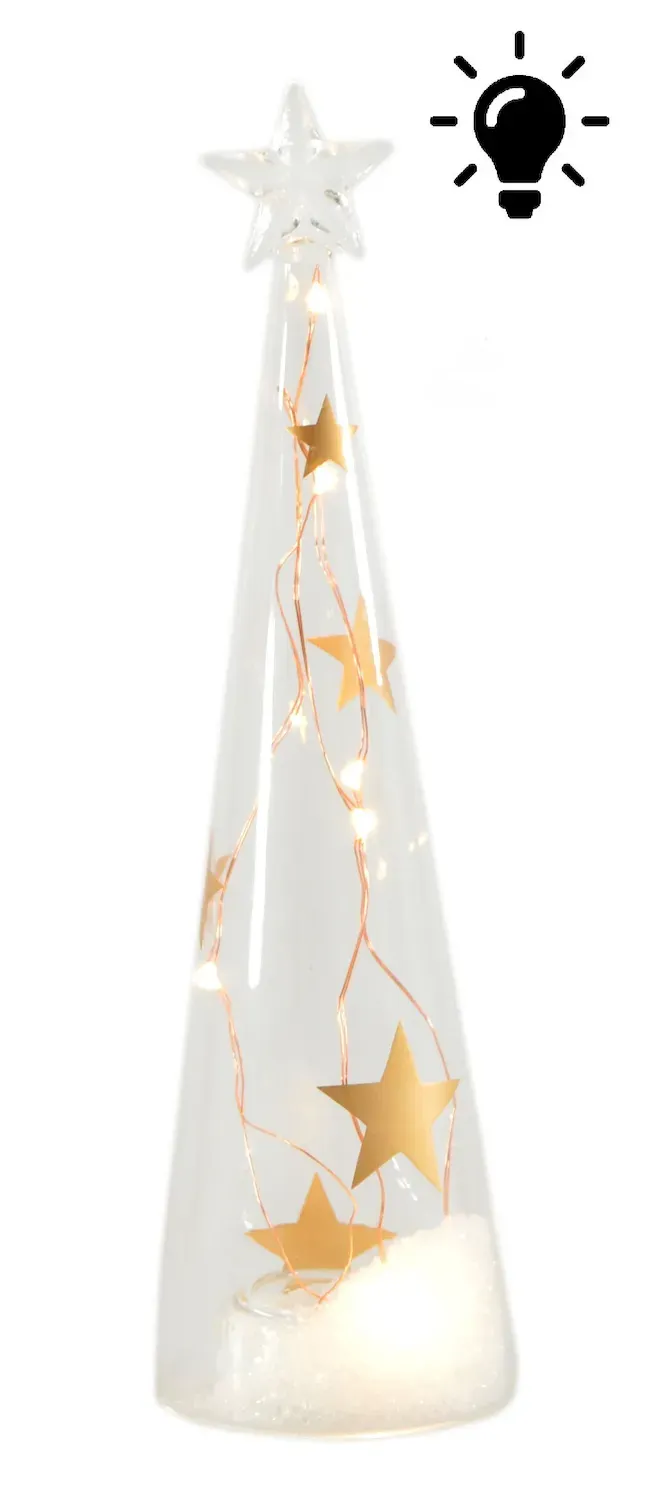 Choinka szklana ledowa 24 cm biało-złota Choinka szklana ledowa 24 cm biało-złota