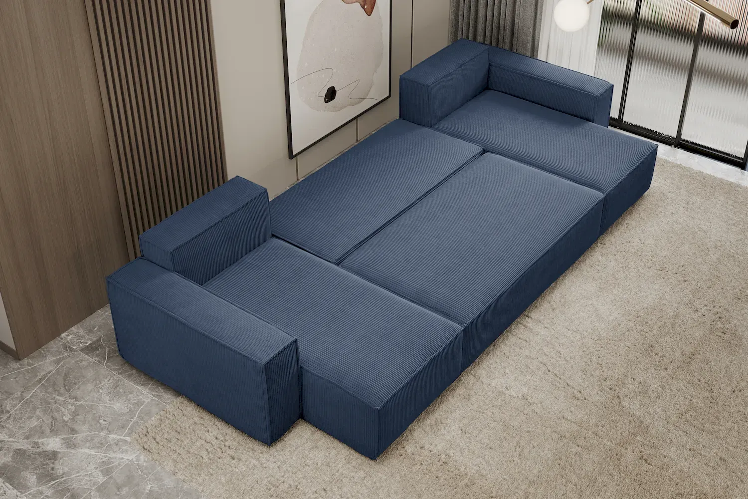 Narożnik uniwersalny KARL U rozkładany tkanina Poso 05 kobaltowy - NAROZNIK_KARL_U_POSO05