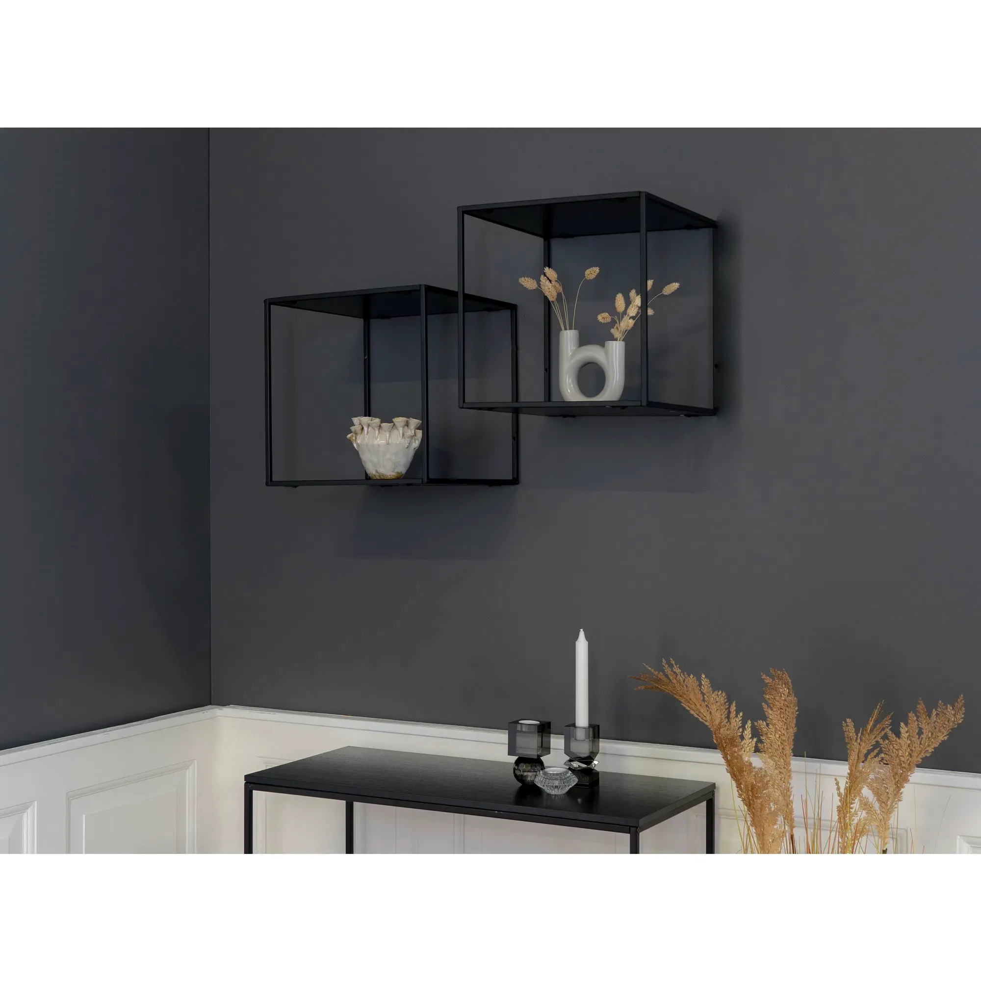 Vita Regał ścienny 2 Czarny 36x36x36 — zdjęcie 7
