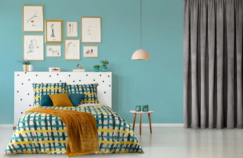 POŚCIEL BAWEŁNIANA D91 IDA 01 220 X 200 CM TURKUSOWY - EU_396611