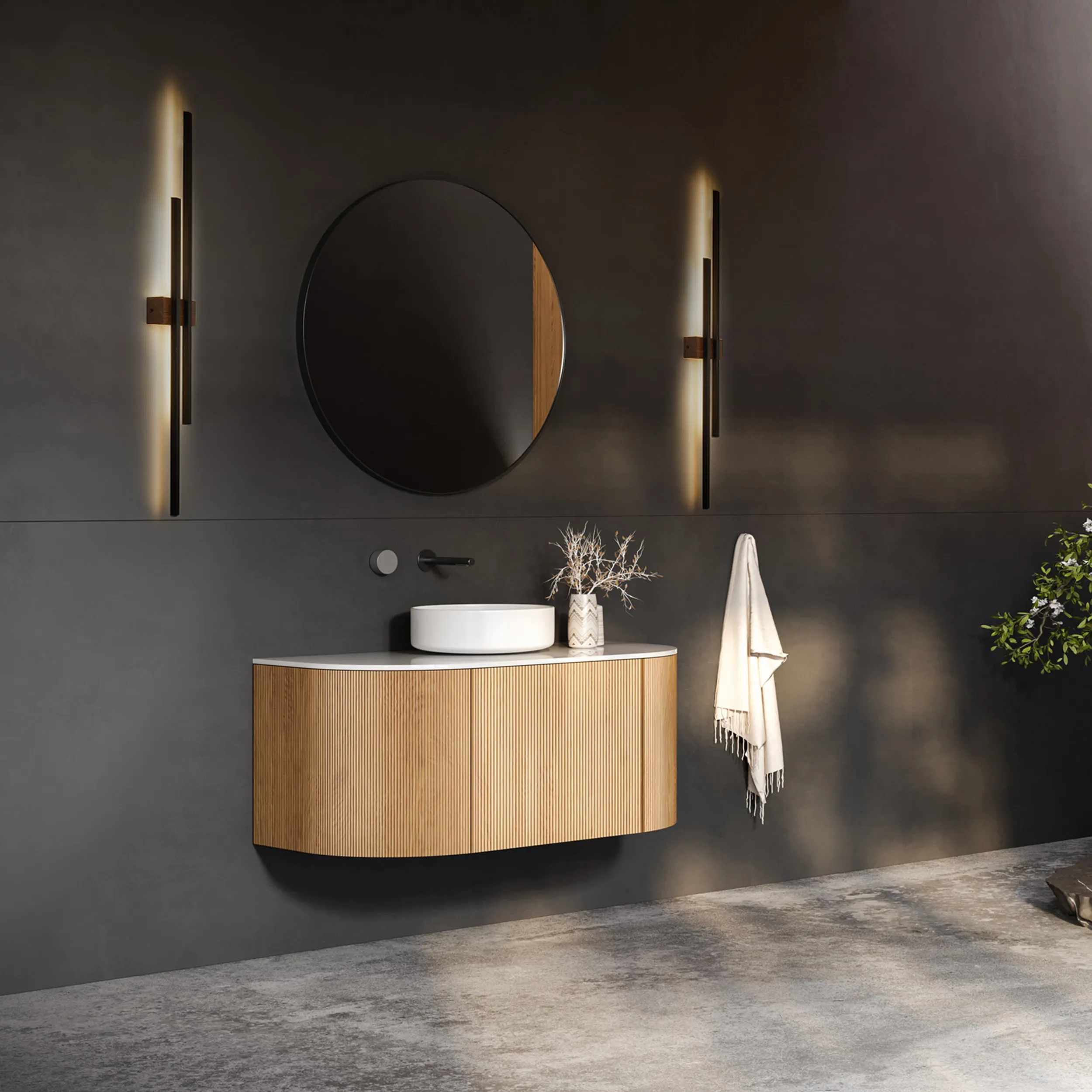 Kinkiet FLASH LED 10W czarny na drewnianej orzechowej podstawie 93x13x3cm - TK_6628