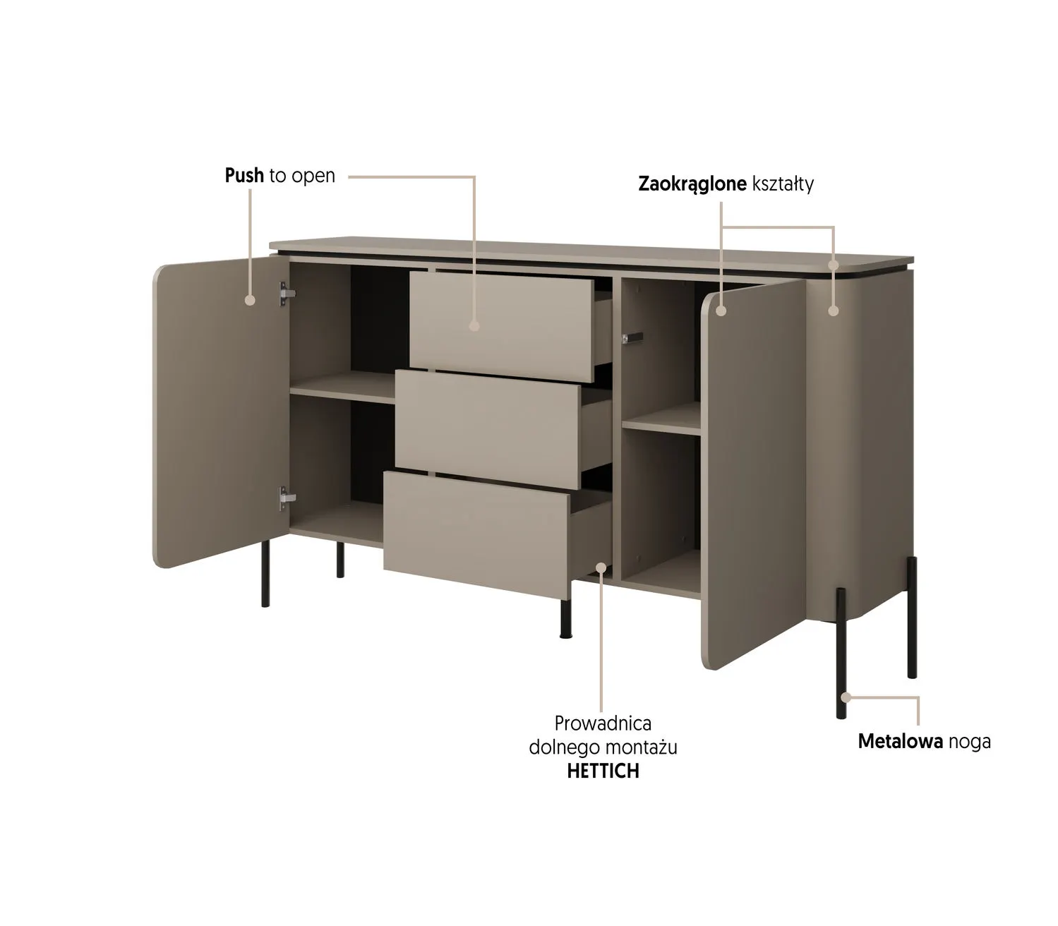 Komoda 2-drzwiowa z szufladami BELLO 163 cm congo - 24COOB26