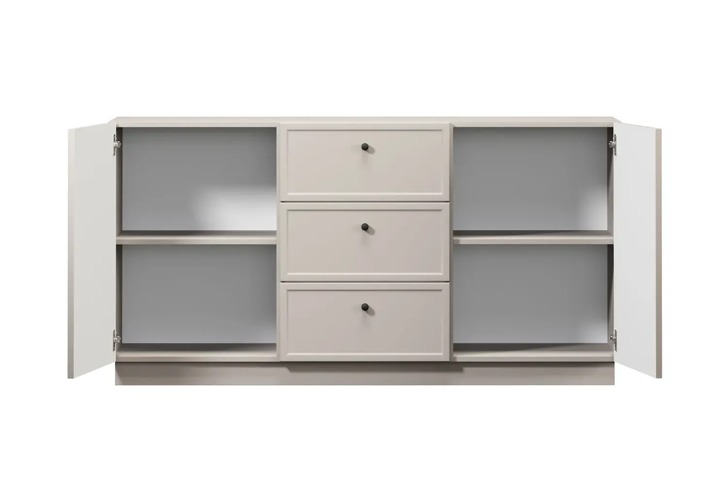 Komoda 2-drzwoiowa z 3 szufladami LORINI 150 - cashmere gałka czarna cokół - B_166763