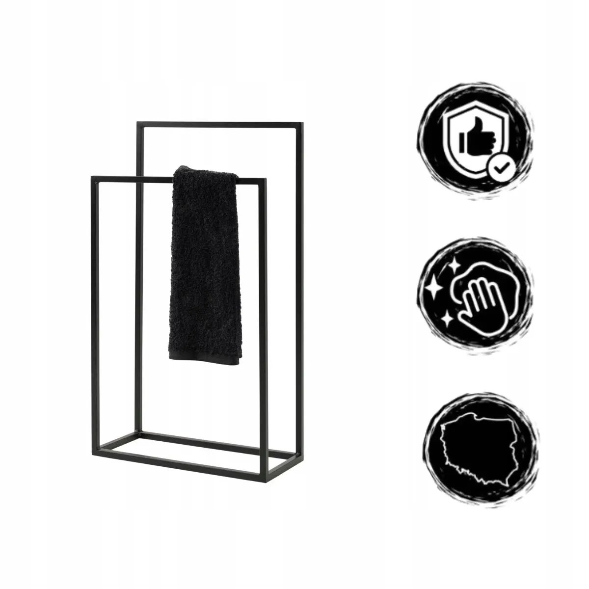 Wieszak na ręczniki metalowy OLIVER M czarny - LD_TZ000213
