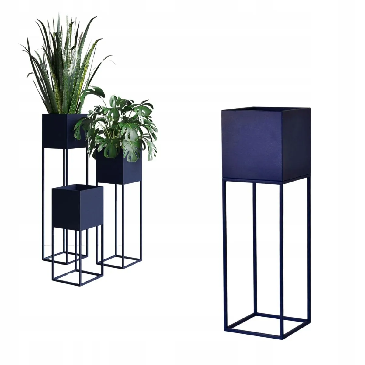 DONICZKA-osłonka na donice metalowa LORIENT M niebieska Słoik, plantator, Roślina doniczkowa, Ceramika, Wazon