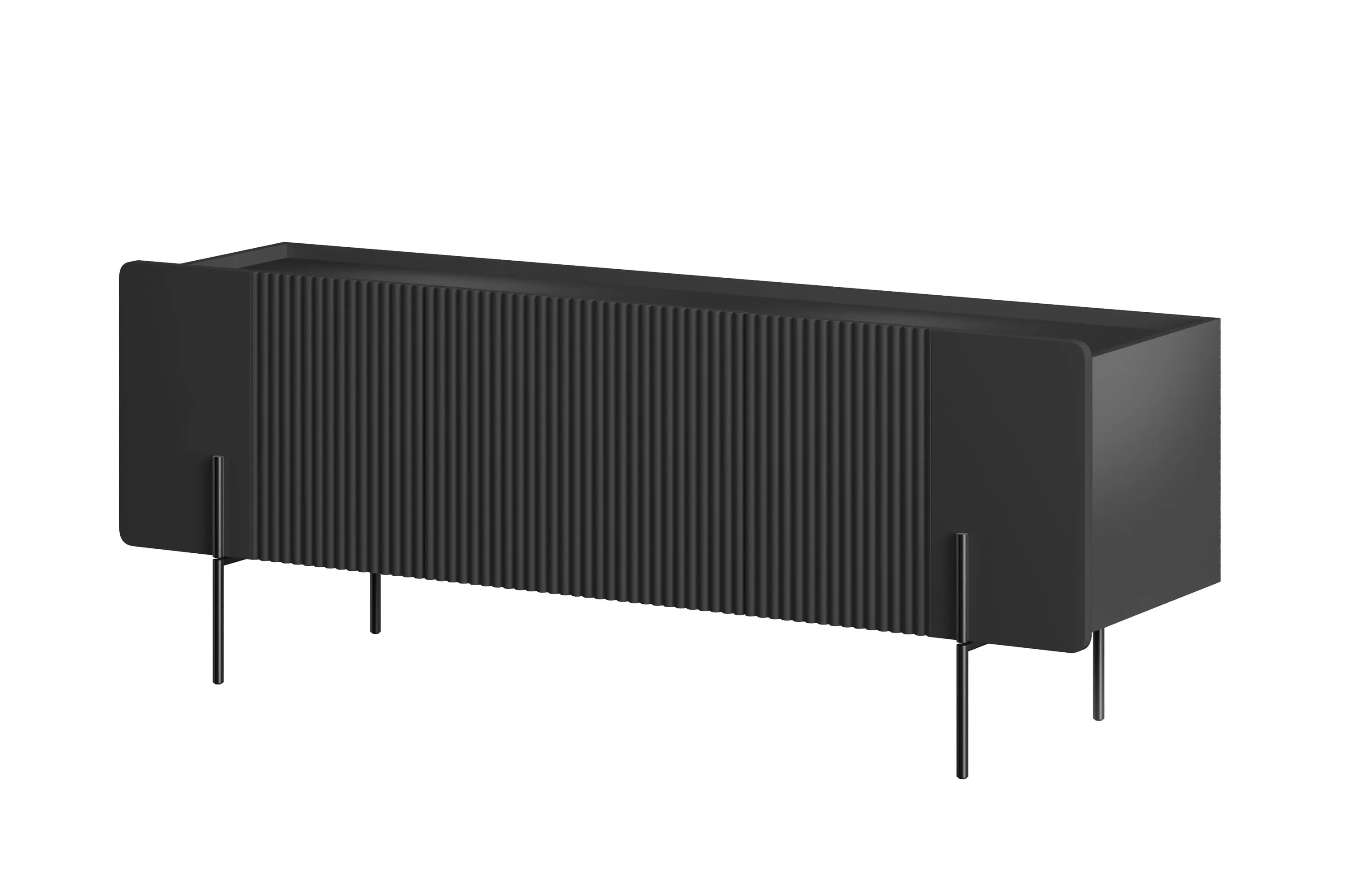 Szafka RTV 2-drzwiowa z 1 szufladą MALMI 150cm - czarna - czarne nogi