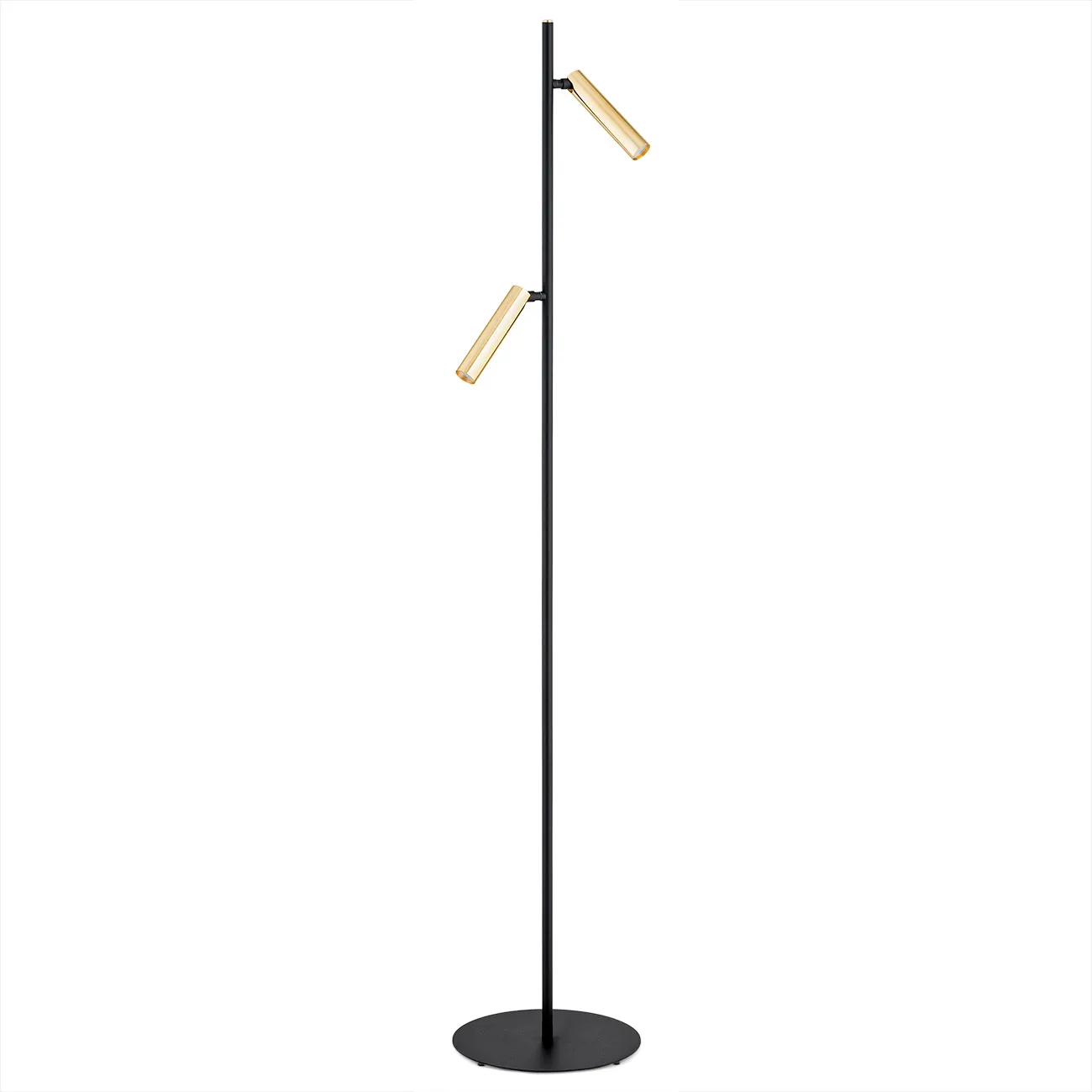 Lampa podłogowa TORRE metalowa czarna mosiądz regulowana 150x30cm - 7083