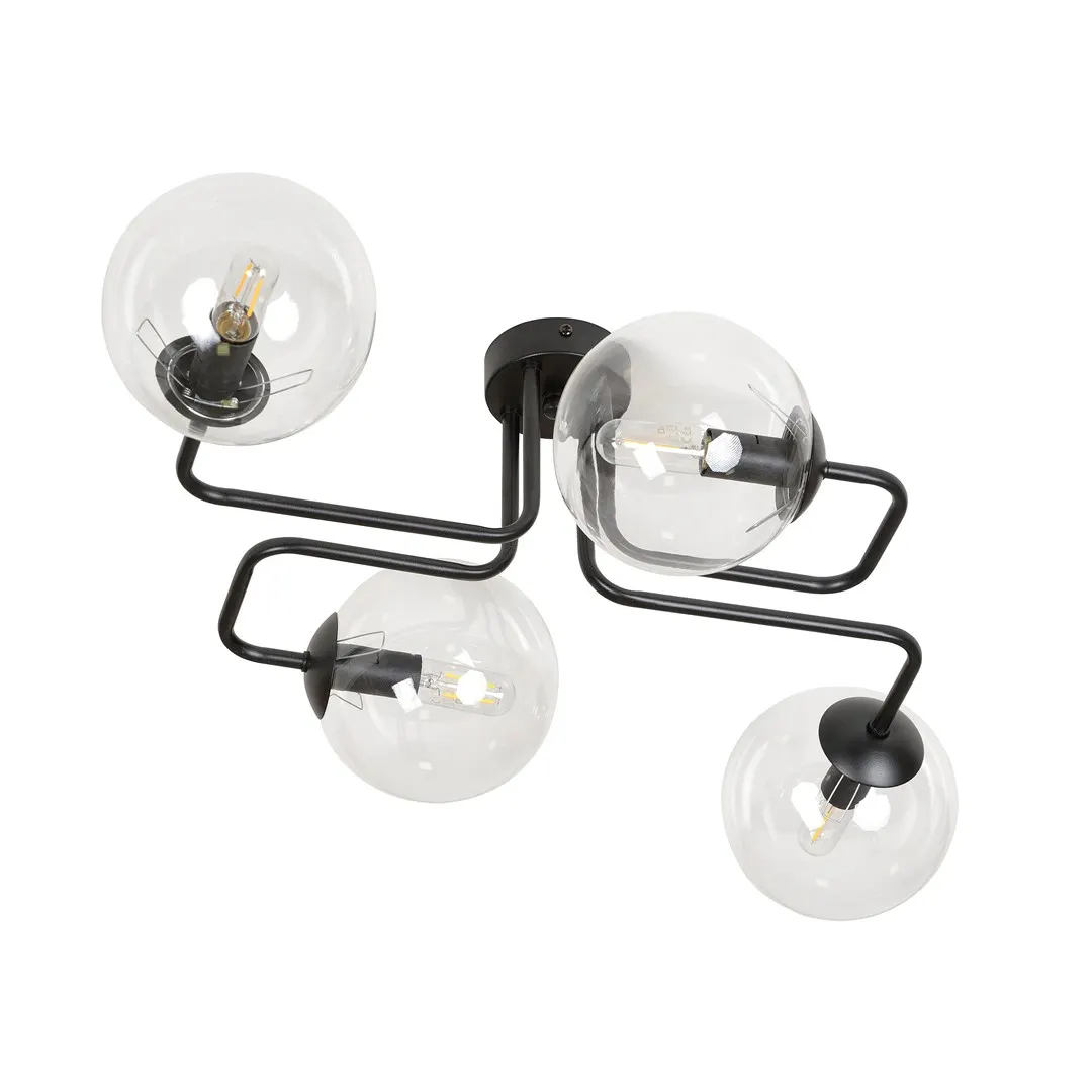 Lampa sufitowa BRENDI 4 czarny transparentny