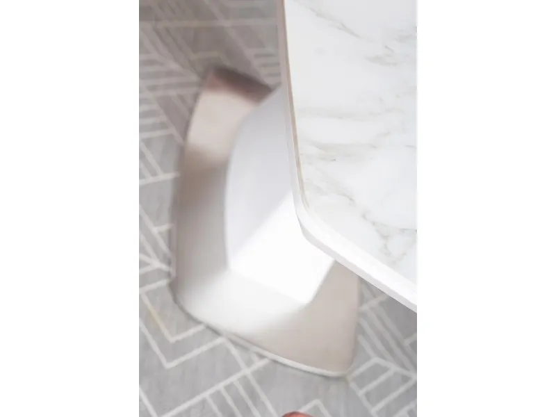 Stół rozkładany SATURN II CERAMIC 90x160(210) biały efekt marmuru - SATURNIICBB160