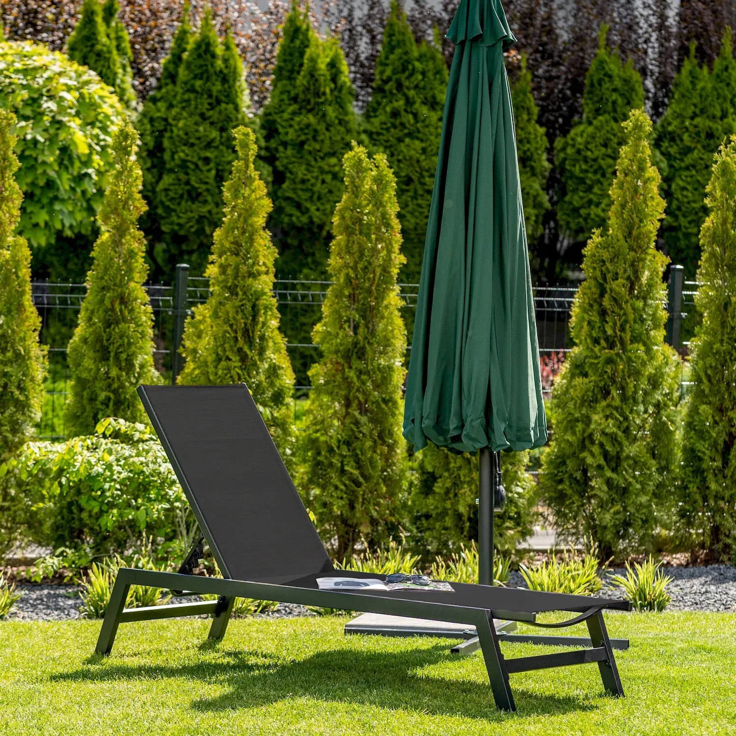 Leżak ogrodowy LORD 60 regulacja oparcia czarny - MI_5905610252441