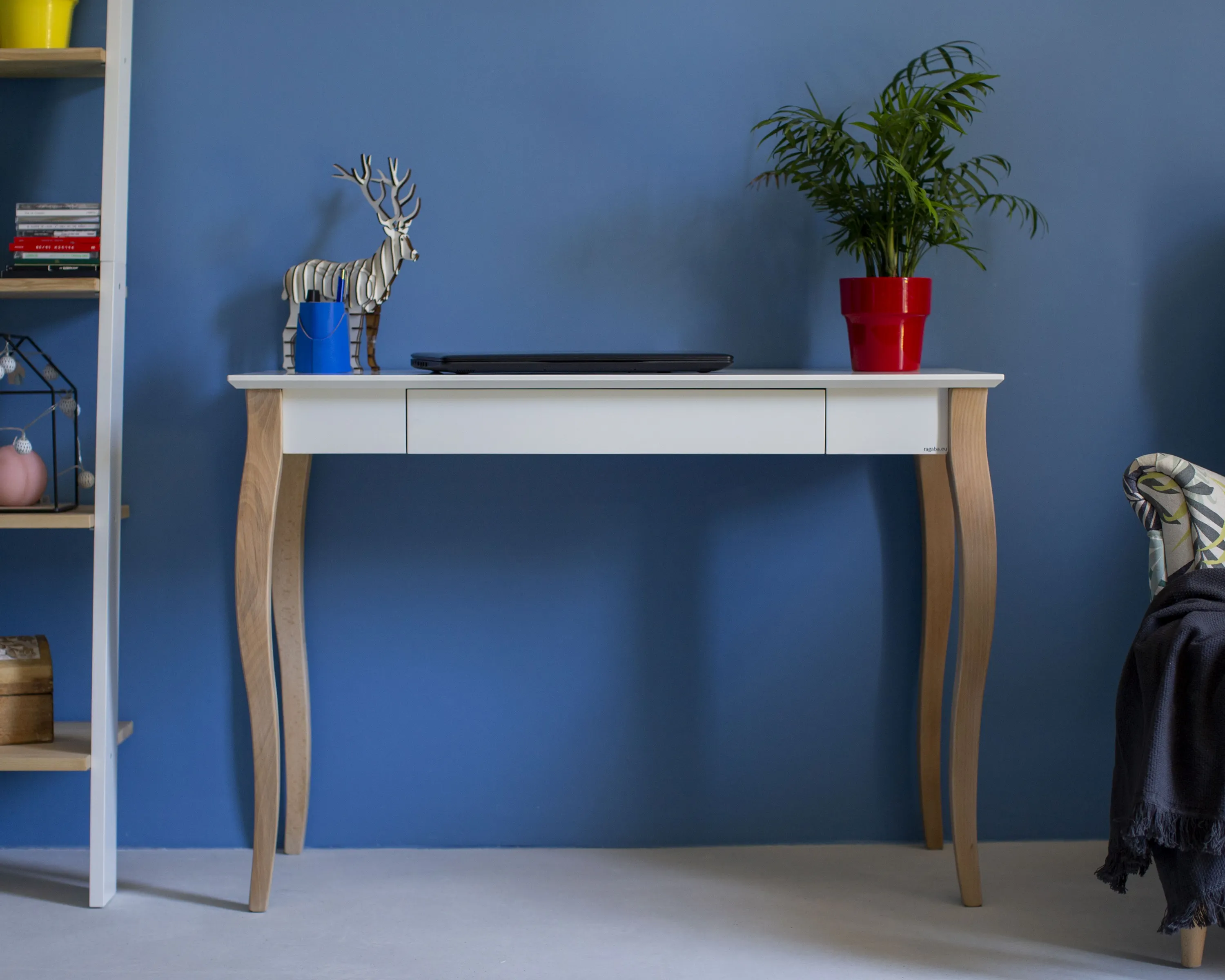 Biurko z szufladą LILLO 105x40 zielony blat/czarne drewniane nogi - NRAGABAWDLIL310B