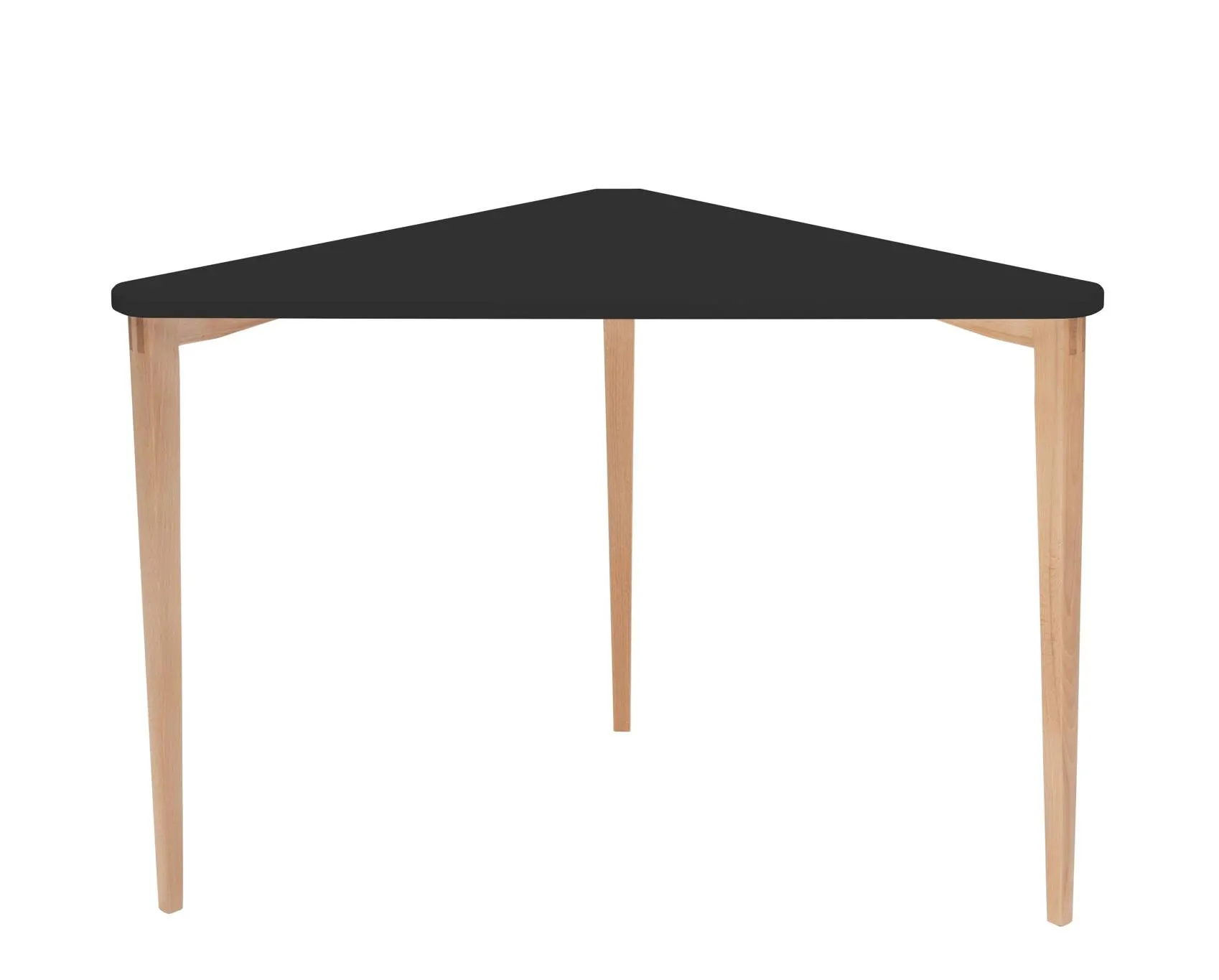 Biurko narożne NAJA 114x85 trójkątne czarny blat/bukowe nogi Na zewnątrz
