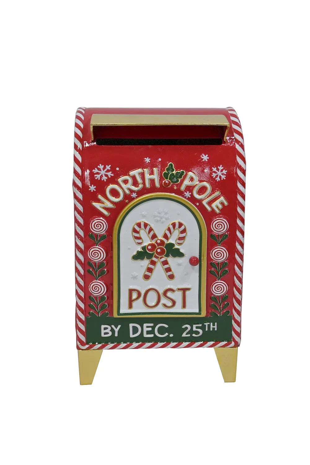 Skrzynka na listy metalowa "NORTH POLE POST" 1667 czerwono-biała