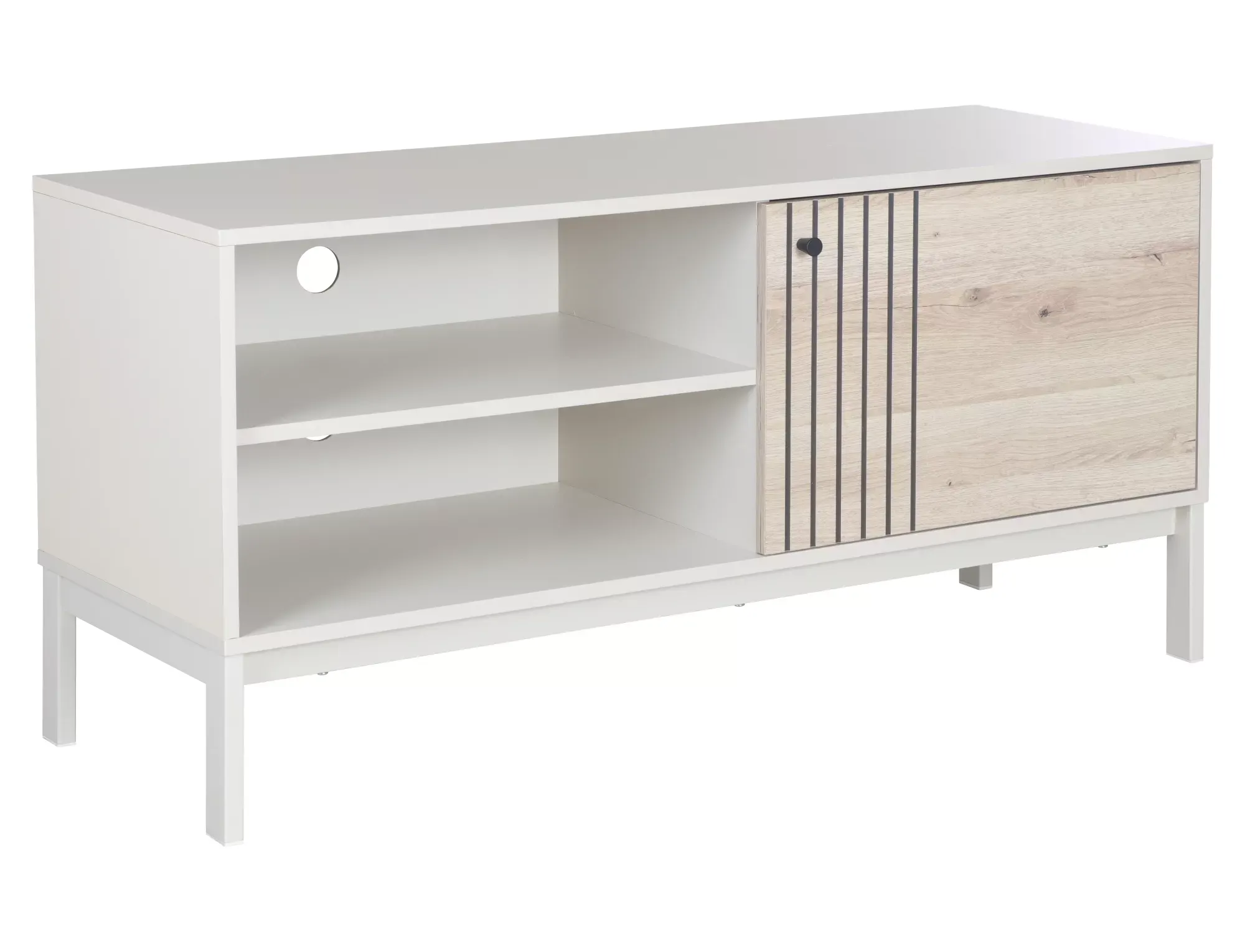 Szafka RTV FROST RTV2 z półkami 120 cm dąb alpejski/złamana biel Szafka RTV FROST RTV2 z półkami 120 cm dąb alpejski/złamana biel